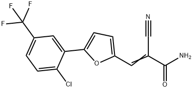 (E)-3-(5-(2-chloro-5-(trifluoromethyl)phenyl)furan-2-yl)-2-cyanoacrylamide Struktur