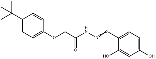 2-(4-tert-butylphenoxy)-N'-(2,4-dihydroxybenzylidene)acetohydrazide Struktur