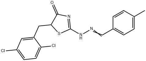 (Z)-5-(2,5-dichlorobenzyl)-2-(((E)-4-methylbenzylidene)hydrazono)thiazolidin-4-one,476293-46-6,结构式