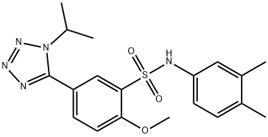 N-(3,4-dimethylphenyl)-5-(1-isopropyl-1H-tetrazol-5-yl)-2-methoxybenzenesulfonamide 化学構造式