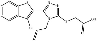 2-((4-allyl-5-(3-chlorobenzo[b]thiophen-2-yl)-4H-1,2,4-triazol-3-yl)thio)acetic acid 化学構造式