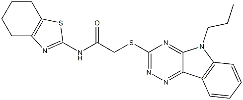 2-[(5-propyl-5H-[1,2,4]triazino[5,6-b]indol-3-yl)sulfanyl]-N-(4,5,6,7-tetrahydro-1,3-benzothiazol-2-yl)acetamide Structure