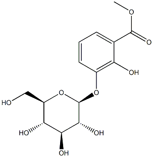 3-(β-D-グルコピラノシル)-2-ヒドロキシ安息香酸メチル 化学構造式