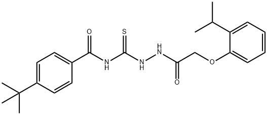 4-tert-butyl-N-({2-[(2-isopropylphenoxy)acetyl]hydrazino}carbonothioyl)benzamide 化学構造式