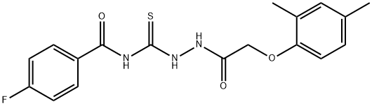 N-({2-[(2,4-dimethylphenoxy)acetyl]hydrazino}carbonothioyl)-4-fluorobenzamide Structure