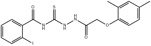 N-({2-[(2,4-dimethylphenoxy)acetyl]hydrazino}carbonothioyl)-2-iodobenzamide Structure