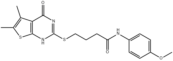 4-[(5,6-dimethyl-4-oxo-3H-thieno[2,3-d]pyrimidin-2-yl)sulfanyl]-N-(4-methoxyphenyl)butanamide 结构式