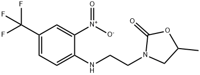 5-Methyl-3-[2-(2-nitro-4-trifluoromethyl-phenylamino)-ethyl]-oxazolidin-2-one 化学構造式