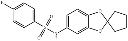 4-fluoro-N-(spiro[1,3-benzodioxole-2,1'-cyclopentan]-5-yl)benzenesulfonamide 化学構造式