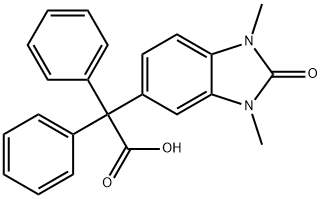 (1,3-Dimethyl-2-oxo-2,3-dihydro-1H-benzoimidazol-5-yl)-diphenyl-acetic acid 化学構造式