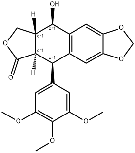 (5R,5aR,8aR,9R)-9-hydroxy-5-(3,4,5-trimethoxyphenyl)-5,5a,8a,9-tetrahydrofuro[3',4':6,7]naphtho[2,3-d][1,3]dioxol-6(8H)-one Struktur