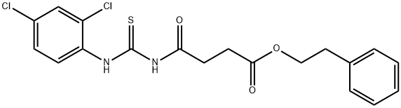 2-phenylethyl 4-({[(2,4-dichlorophenyl)amino]carbonothioyl}amino)-4-oxobutanoate 化学構造式