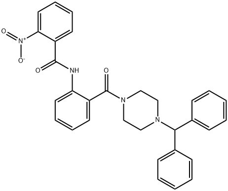 N-(2-{[4-(diphenylmethyl)-1-piperazinyl]carbonyl}phenyl)-2-nitrobenzamide 结构式