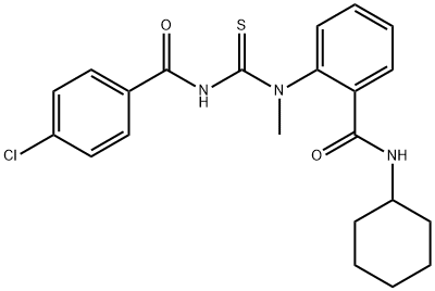 2-[{[(4-chlorobenzoyl)amino]carbonothioyl}(methyl)amino]-N-cyclohexylbenzamide 化学構造式