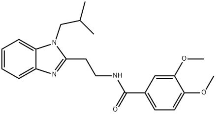 N-(2-(1-isobutyl-1H-benzo[d]imidazol-2-yl)ethyl)-3,4-dimethoxybenzamide 化学構造式