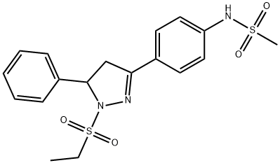 N-(4-(1-(ethylsulfonyl)-5-phenyl-4,5-dihydro-1H-pyrazol-3-yl)phenyl)methanesulfonamide 化学構造式