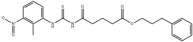 3-phenylpropyl 5-({[(2-methyl-3-nitrophenyl)amino]carbonothioyl}amino)-5-oxopentanoate 结构式