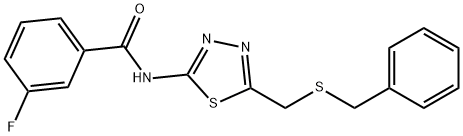 N-[5-(benzylsulfanylmethyl)-1,3,4-thiadiazol-2-yl]-3-fluorobenzamide Structure