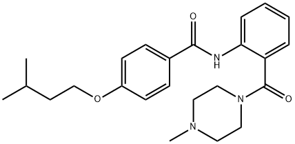 4-(3-methylbutoxy)-N-{2-[(4-methyl-1-piperazinyl)carbonyl]phenyl}benzamide 结构式