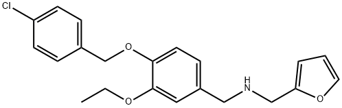 1-[4-[(4-chlorophenyl)methoxy]-3-ethoxyphenyl]-N-(furan-2-ylmethyl)methanamine,880813-84-3,结构式