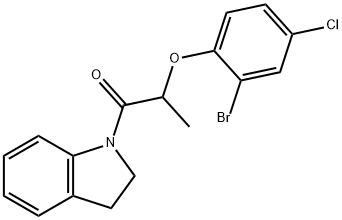 1-[2-(2-bromo-4-chlorophenoxy)propanoyl]indoline Structure