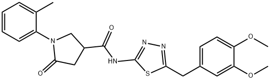 N-[5-(3,4-dimethoxybenzyl)-1,3,4-thiadiazol-2-yl]-1-(2-methylphenyl)-5-oxopyrrolidine-3-carboxamide,887674-10-4,结构式