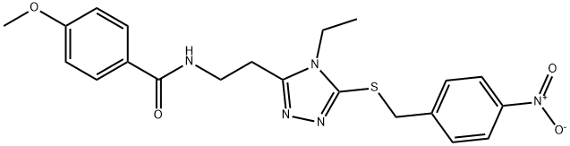 N-(2-{4-ethyl-5-[(4-nitrobenzyl)sulfanyl]-4H-1,2,4-triazol-3-yl}ethyl)-4-methoxybenzamide Struktur