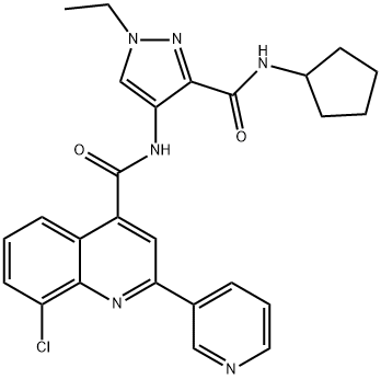 8-chloro-N-[3-(cyclopentylcarbamoyl)-1-ethylpyrazol-4-yl]-2-pyridin-3-ylquinoline-4-carboxamide,897354-26-6,结构式