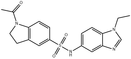 1-acetyl-N-(1-ethylbenzimidazol-5-yl)-2,3-dihydroindole-5-sulfonamide 化学構造式