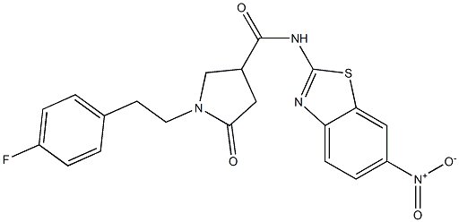 1-[2-(4-fluorophenyl)ethyl]-N-(6-nitro-1,3-benzothiazol-2-yl)-5-oxopyrrolidine-3-carboxamide,914207-19-5,结构式