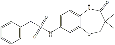 N-(3,3-dimethyl-4-oxo-2,5-dihydro-1,5-benzoxazepin-8-yl)-1-phenylmethanesulfonamide 化学構造式
