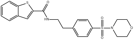 N-{2-[4-(4-morpholinylsulfonyl)phenyl]ethyl}-1-benzothiophene-2-carboxamide 化学構造式