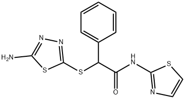 2-[(5-amino-1,3,4-thiadiazol-2-yl)sulfanyl]-2-phenyl-N-(1,3-thiazol-2-yl)acetamide 化学構造式
