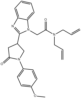 2-[2-[1-(4-methoxyphenyl)-5-oxopyrrolidin-3-yl]benzimidazol-1-yl]-N,N-bis(prop-2-enyl)acetamide Struktur