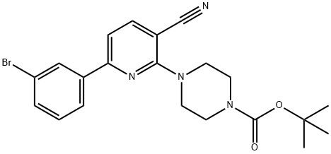 tert-butyl 4-[6-(3-bromophenyl)-3-cyanopyridin-2-yl]piperazine-1-carboxylate Struktur