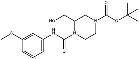 1-Piperazinecarboxylic acid, 3-(hydroxymethyl)-4-[[[3-(methylthio)phenyl]amino]carbonyl]-, 1,1-dimethylethyl ester 结构式