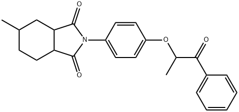 5-methyl-2-{4-[(1-oxo-1-phenylpropan-2-yl)oxy]phenyl}hexahydro-1H-isoindole-1,3(2H)-dione 结构式