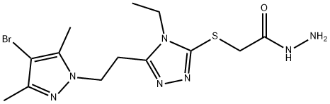 2-({5-[2-(4-bromo-3,5-dimethyl-1H-pyrazol-1-yl)ethyl]-4-ethyl-4H-1,2,4-triazol-3-yl}thio)acetohydrazide Structure