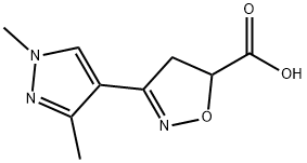 3-(1,3-Dimethyl-1H-pyrazol-4-yl)-4,5-dihydroisoxazole-5-carboxylic acid Struktur