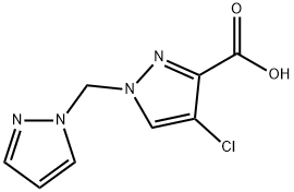 4-Chloro-1-(1H-pyrazol-1-ylmethyl)-1H-pyrazole-3-carboxylic acid Struktur