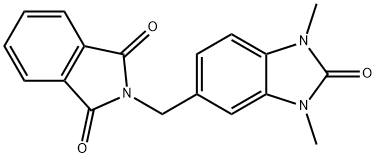 2-(1,3-Dimethyl-2-oxo-2,3-dihydro-1H-benzoimidazol-5-ylmethyl)-isoindole-1,3-dione Struktur