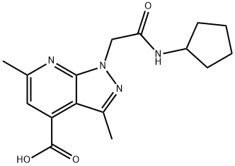 1-[2-(Cyclopentylamino)-2-oxoethyl]-3,6-dimethyl-1H-pyrazolo[3,4-b]pyridine-4-carboxylic acid Struktur