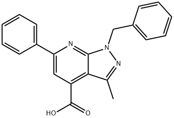 1-Benzyl-3-methyl-6-phenyl-1H-pyrazolo[3,4-b]pyridine-4-carboxylic acid 结构式