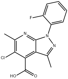 5-Chloro-1-(2-fluorophenyl)-3,6-dimethyl-1H-pyrazolo[3,4-b]pyridine-4-carboxylic acid 结构式