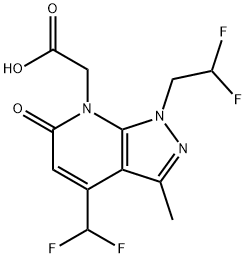 [1-(2,2-Difluoroethyl)-4-(difluoromethyl)-3-methyl-6-oxo-1,6-dihydro-7H-pyrazolo[3,4-b]pyridin-7-yl]acetic acid Struktur
