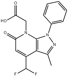 [4-(Difluoromethyl)-3-methyl-6-oxo-1-phenyl-1,6-dihydro-7H-pyrazolo[3,4-b]pyridin-7-yl]acetic acid Struktur