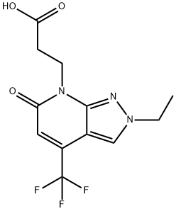 3-[2-Ethyl-6-oxo-4-(trifluoromethyl)-2,6-dihydro-7H-pyrazolo[3,4-b]pyridin-7-yl]propanoic acid Struktur