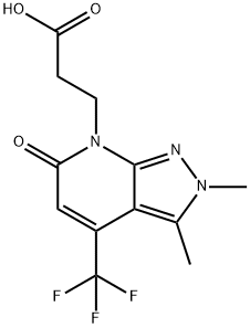 3-[2,3-Dimethyl-6-oxo-4-(trifluoromethyl)-2,6-dihydro-7H-pyrazolo[3,4-b]pyridin-7-yl]propanoic acid Struktur