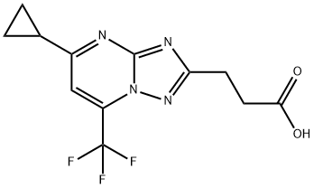 3-[5-Cyclopropyl-7-(trifluoromethyl)-[1,2,4]triazolo[1,5-a]pyrimidin-2-yl]propanoic acid Struktur