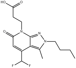 3-[2-丁基-4-(二氟甲基)-3-甲基-6-氧代-2H,6H,7H-吡唑并[3,4-B]吡啶-7-基]丙酸,1018165-14-4,结构式